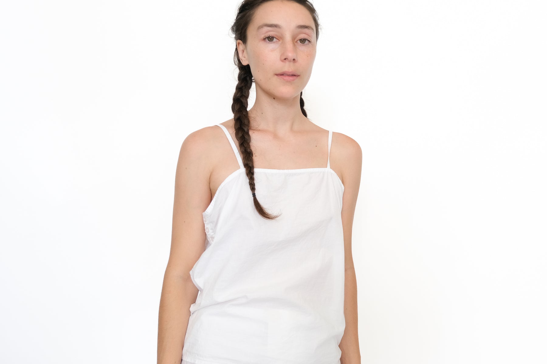 Organic Cotton Womens Camisole White Sleeveless Tops 100